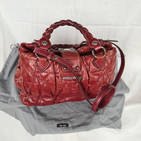 Miu Miu Matelassé Burgundy leather hobo handbag - Picture 14 of 15